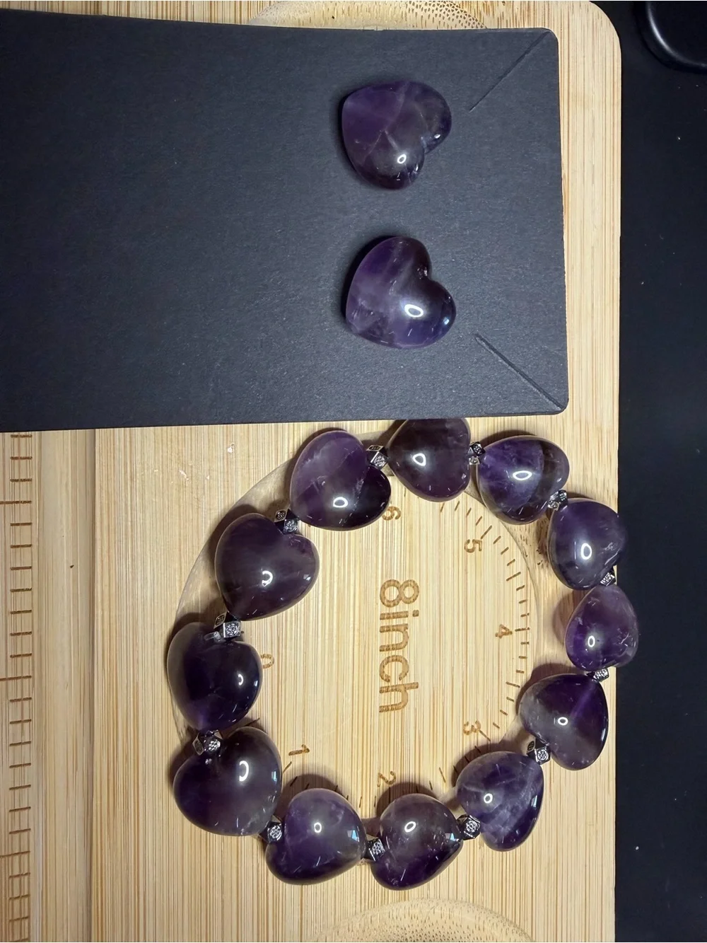 💜 Natural Amethyst Heart Bracelet & Earring Set 💜
